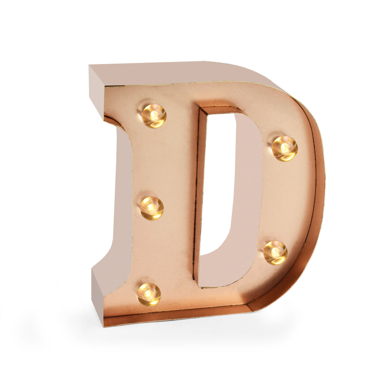 Rose Gold Light-Up Decorative Letter - D - Mini Decorative Light