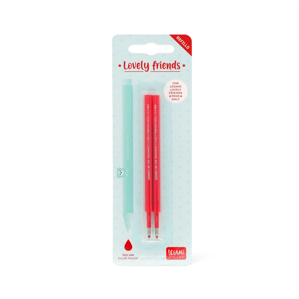 Set of 2 Refills for Lovely Friends Gel Pens - Red Ink