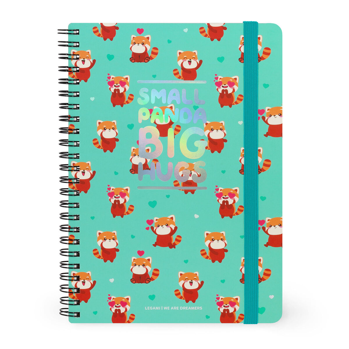 A5 Lined Notebook with Illustrated Hard Cover - Red Panda - Spiral-Bound
