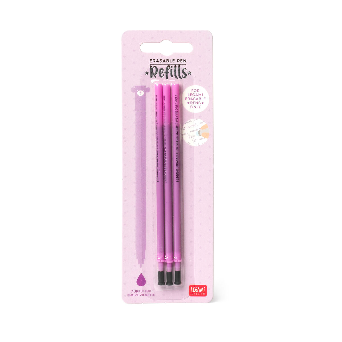 Set of 3 Refills for Erasable Gel Pens - Purple Ink - Erasable Pen
