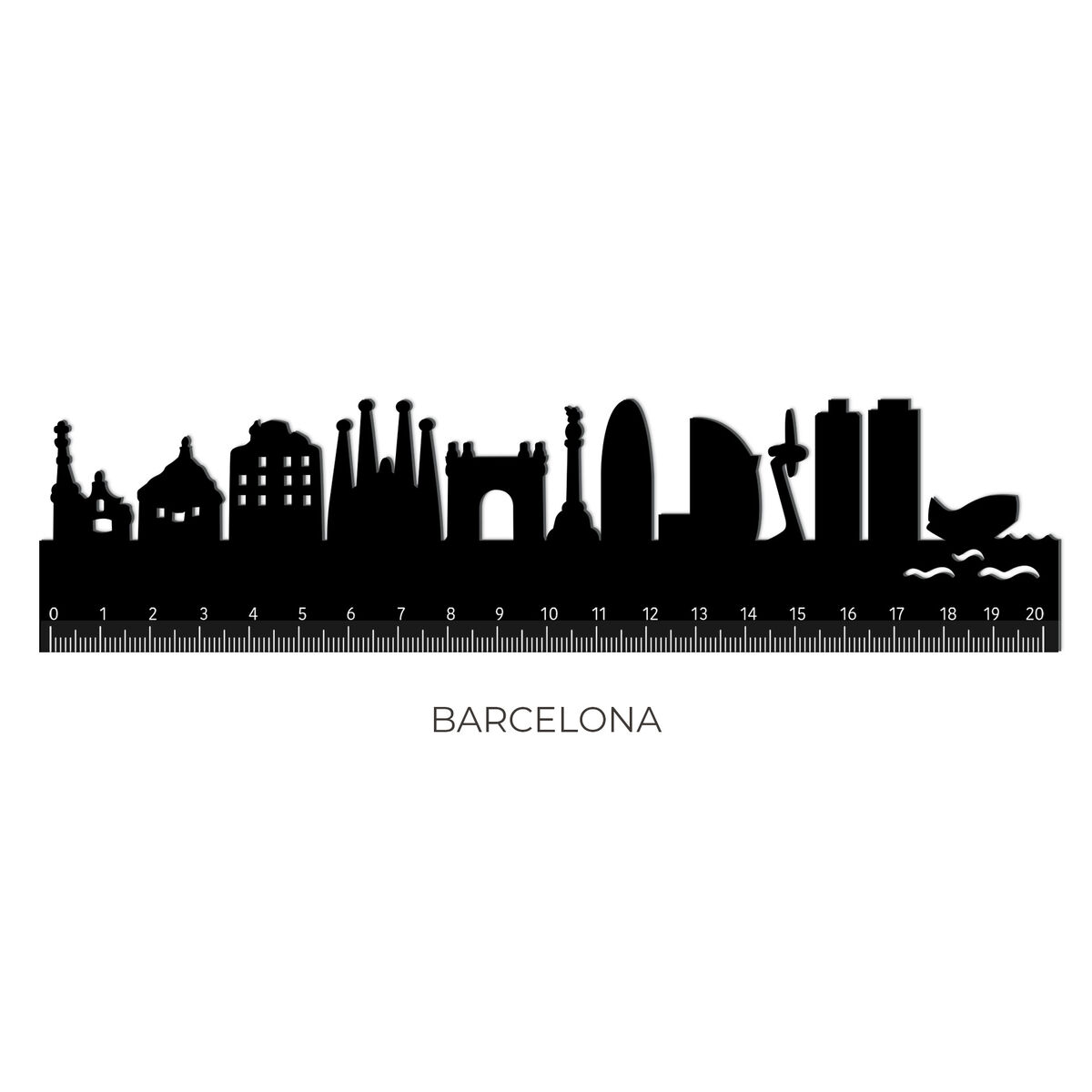 Ruler with the Barcelona Skyline - Follow The Skyline
