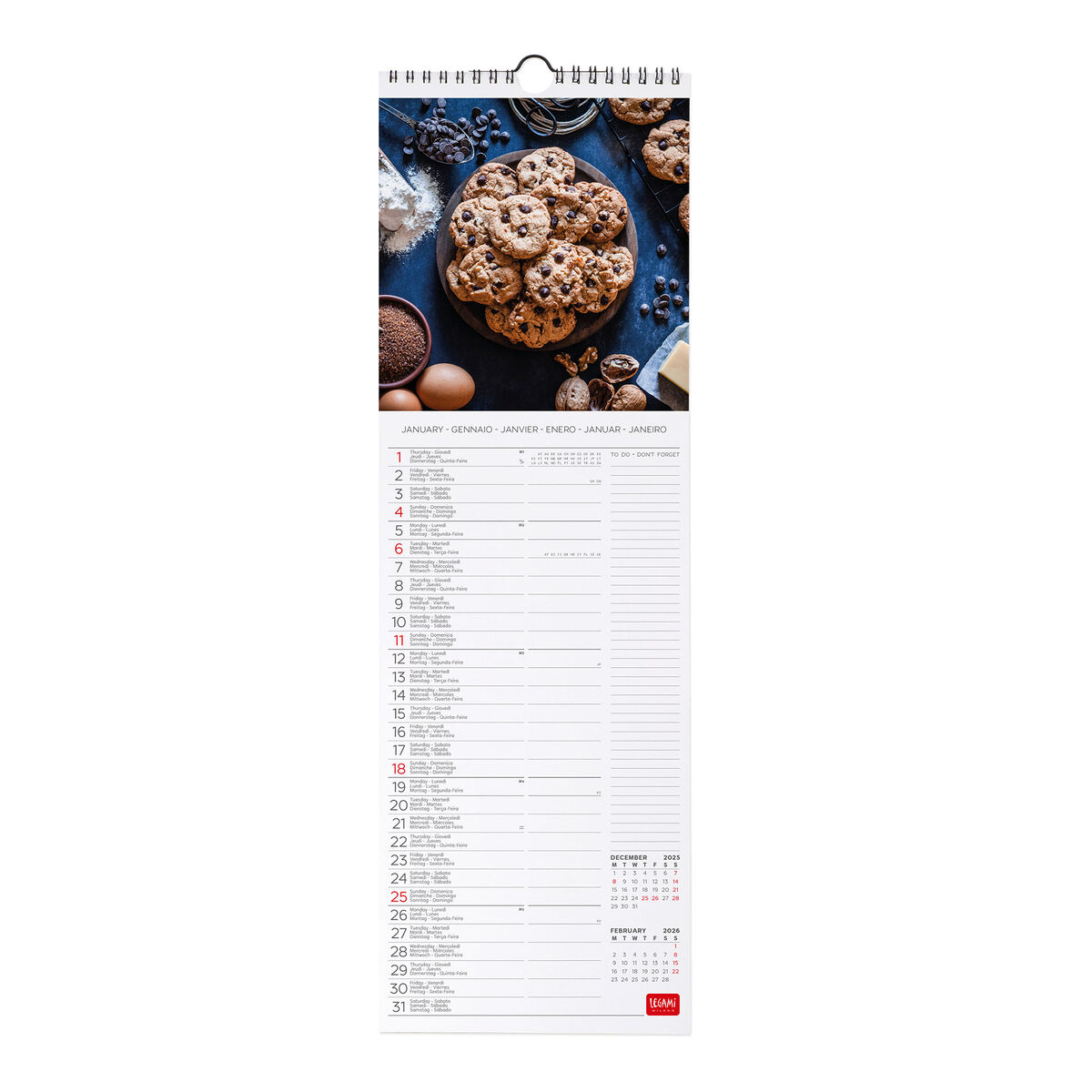 2026 Wall Calendar - 16 x 49 cm