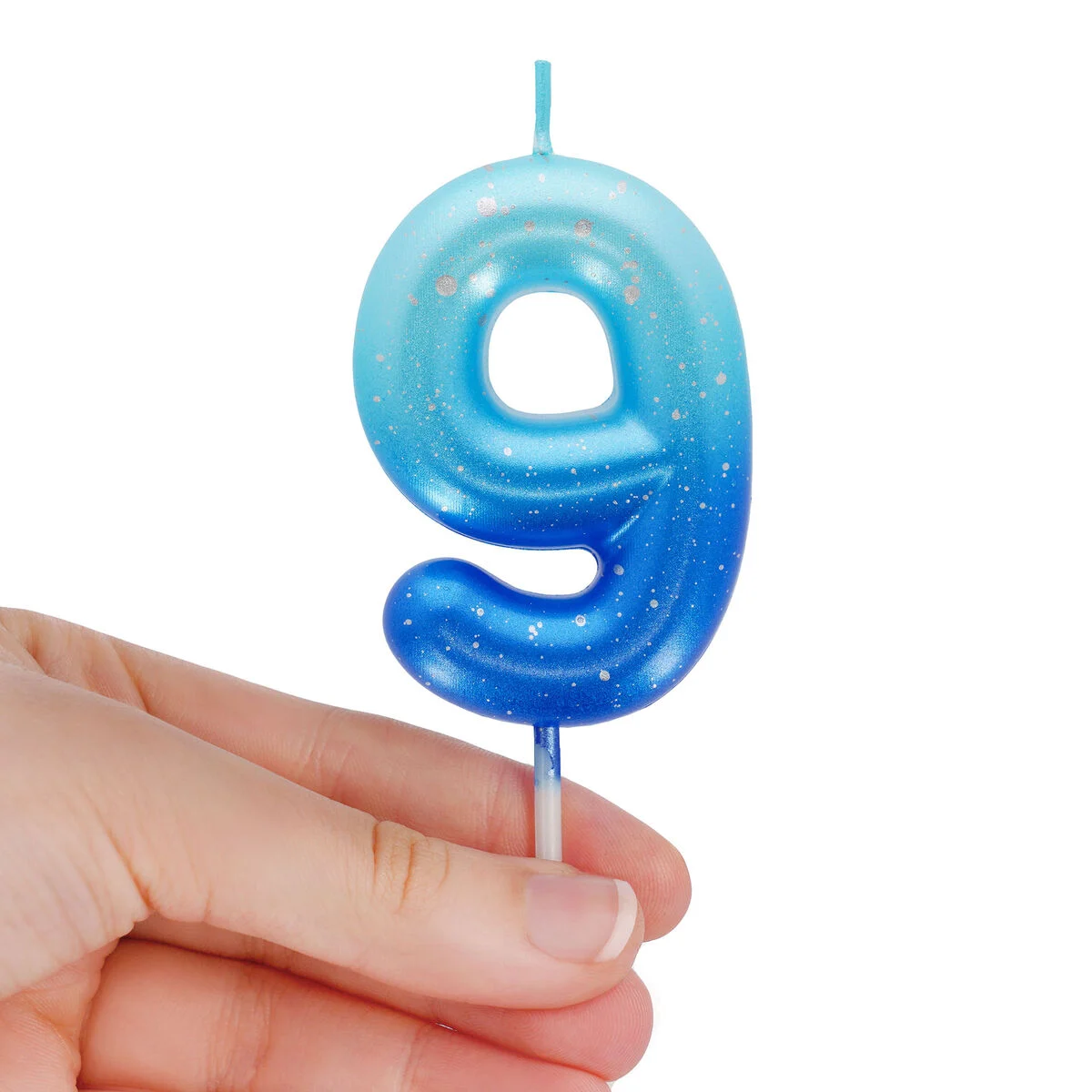 Blue Birthday Cake Candle - 9 - Happy Birthday Candle