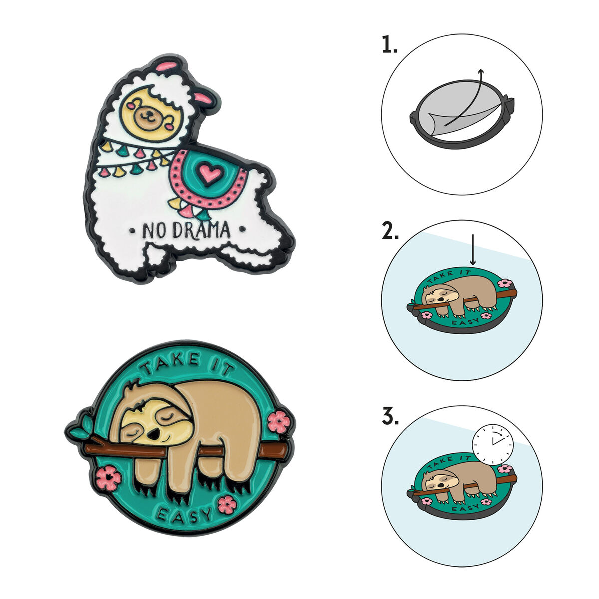 Set of 2 Llama + Sloth Metal Stickers - Cutie