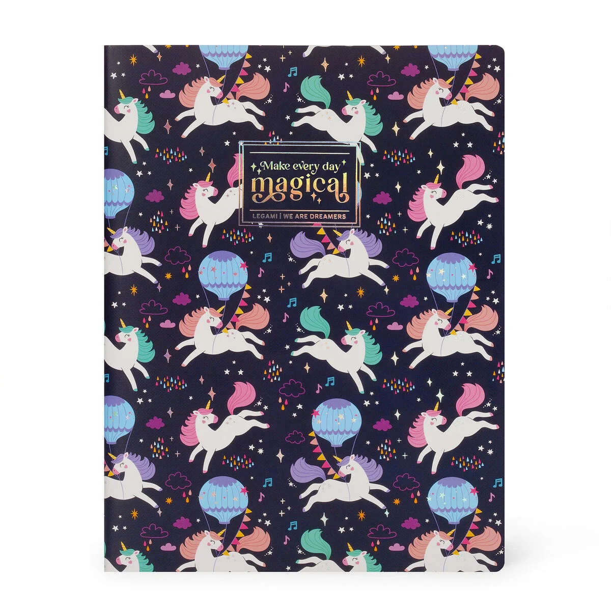 B5 Lined Notebook with Illustrated Hard Cover - Unicorn