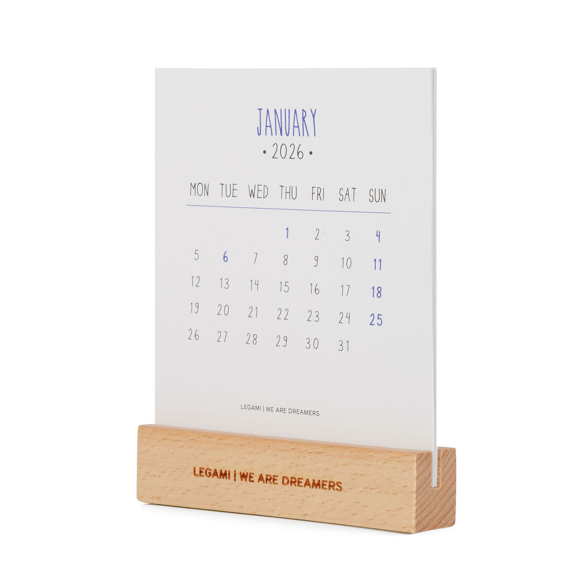 Calendar with Wooden Base - 2026