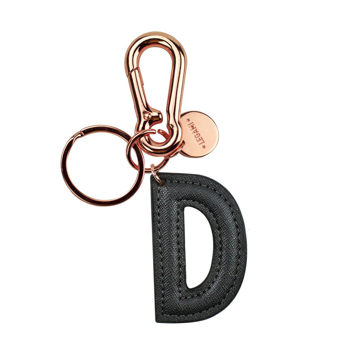 Key Ring with Initial Letter - D / Black - My Initial