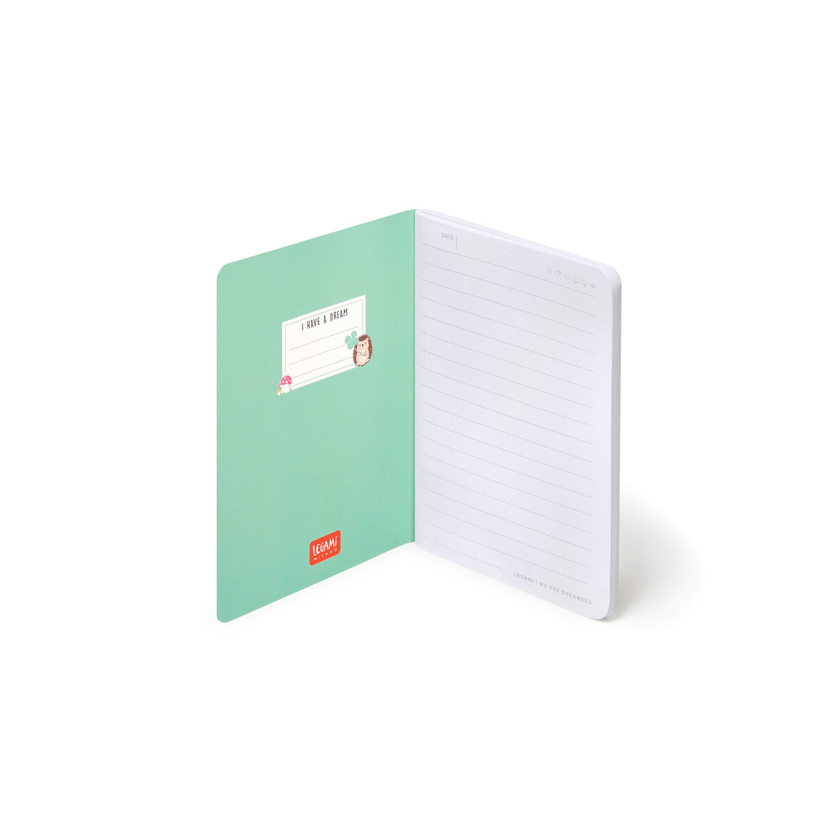 A6 Lined Notebook with Illustrated Hard Cover - Hedgehog