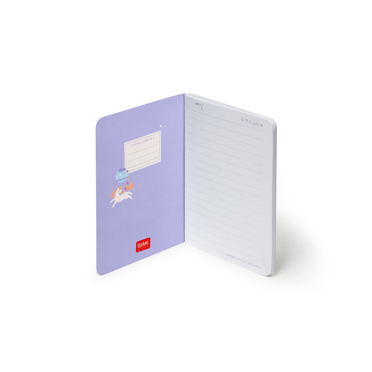 A6 Lined Notebook with Illustrated Hard Cover - Unicorn