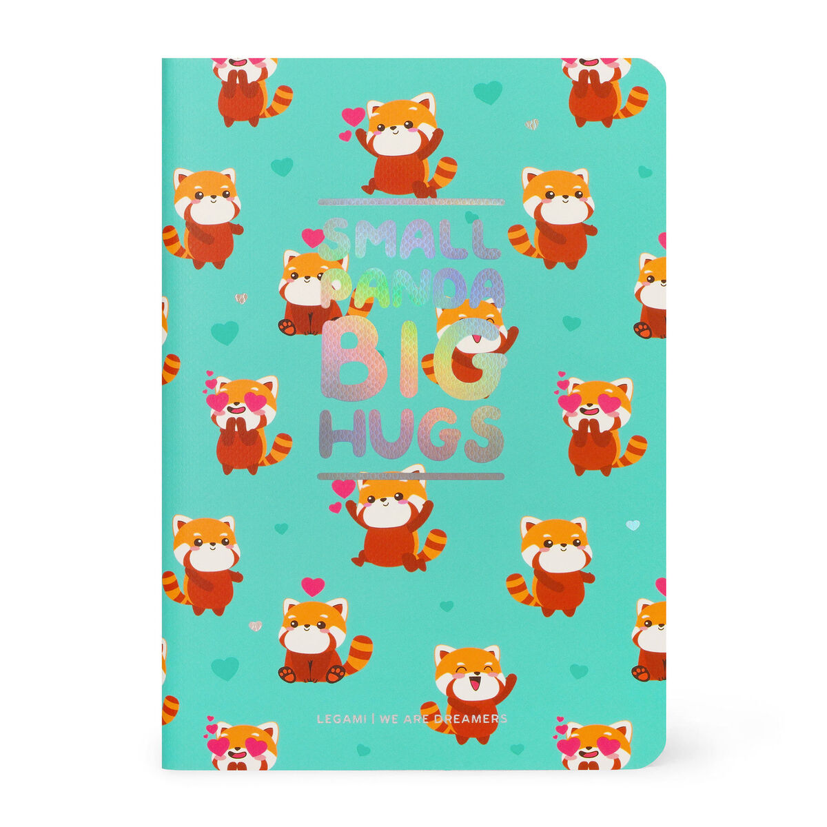 A6 Lined Notebook with Illustrated Hard Cover - Red Panda