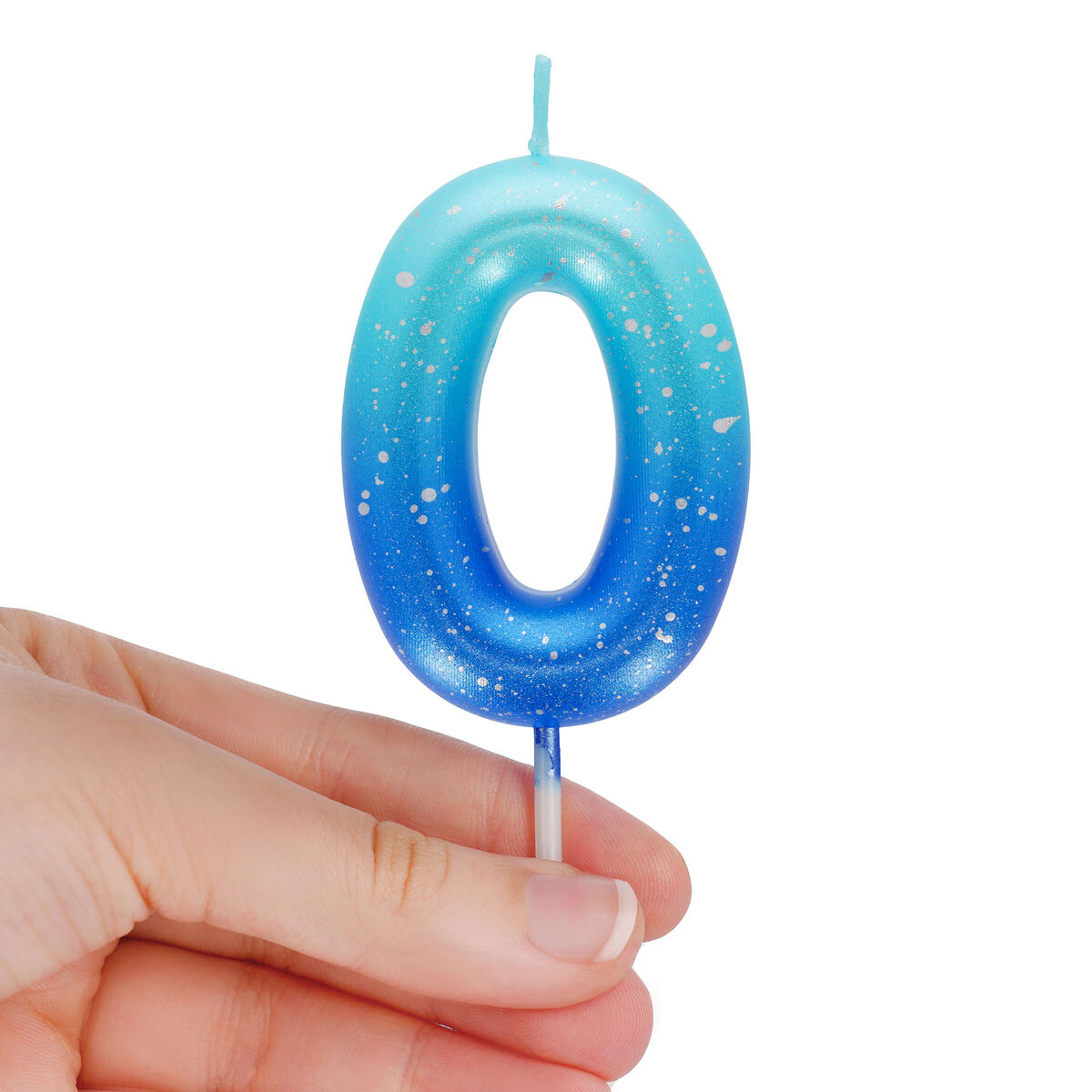 Blue Birthday Cake Candle - 0 - Happy Birthday Candle