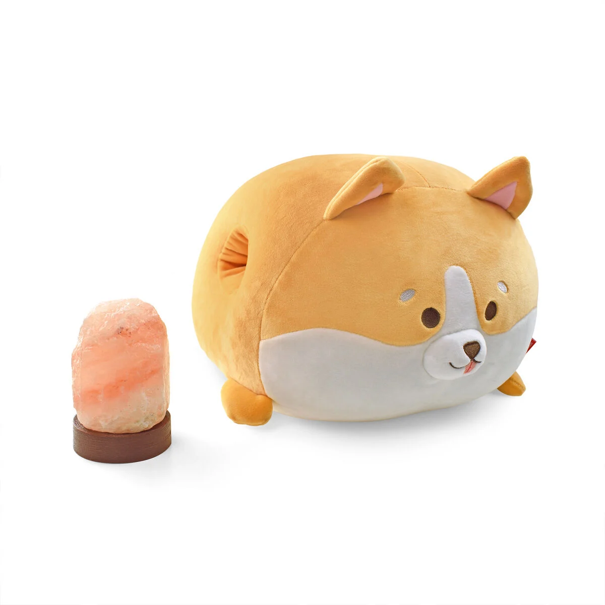 Corgi Pillow and Himalayan Salt Lamp Set