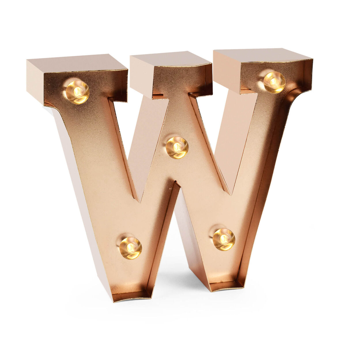 Rose Gold Light-Up Decorative Letter - W - Mini Decorative Light