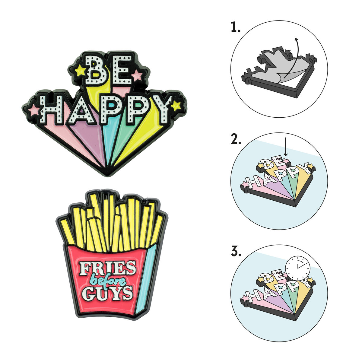 Set of 2 Be Happy Metal Stickers - Cutie