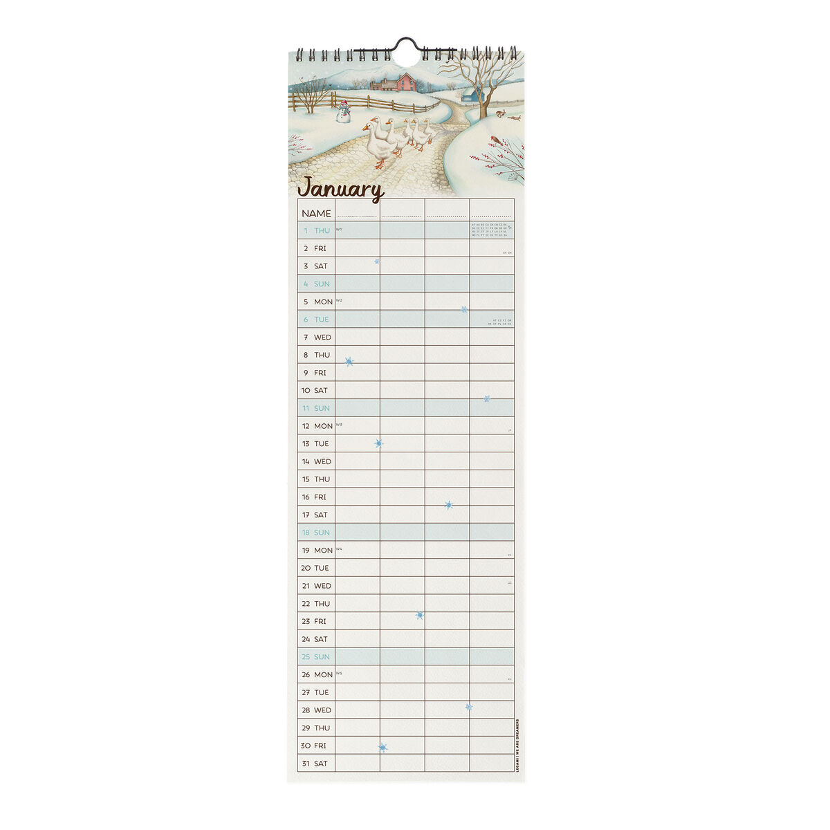2026 Wall Calendar - 16 x 49 cm