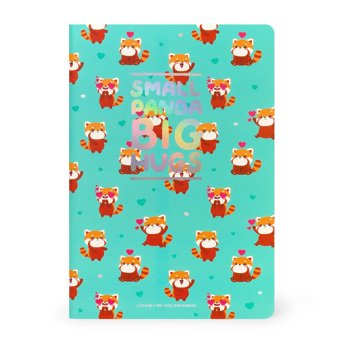 A5 Lined Notebook with Illustrated Hard Cover - Red Panda