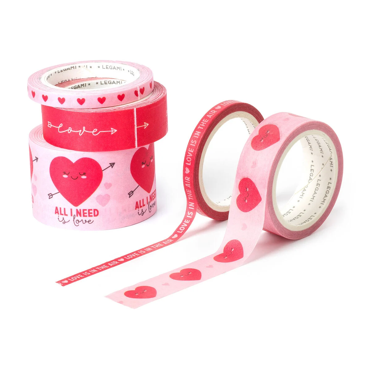 Set of 5 Decorative Heart Paper Sticky Tapes - Tape By Tape