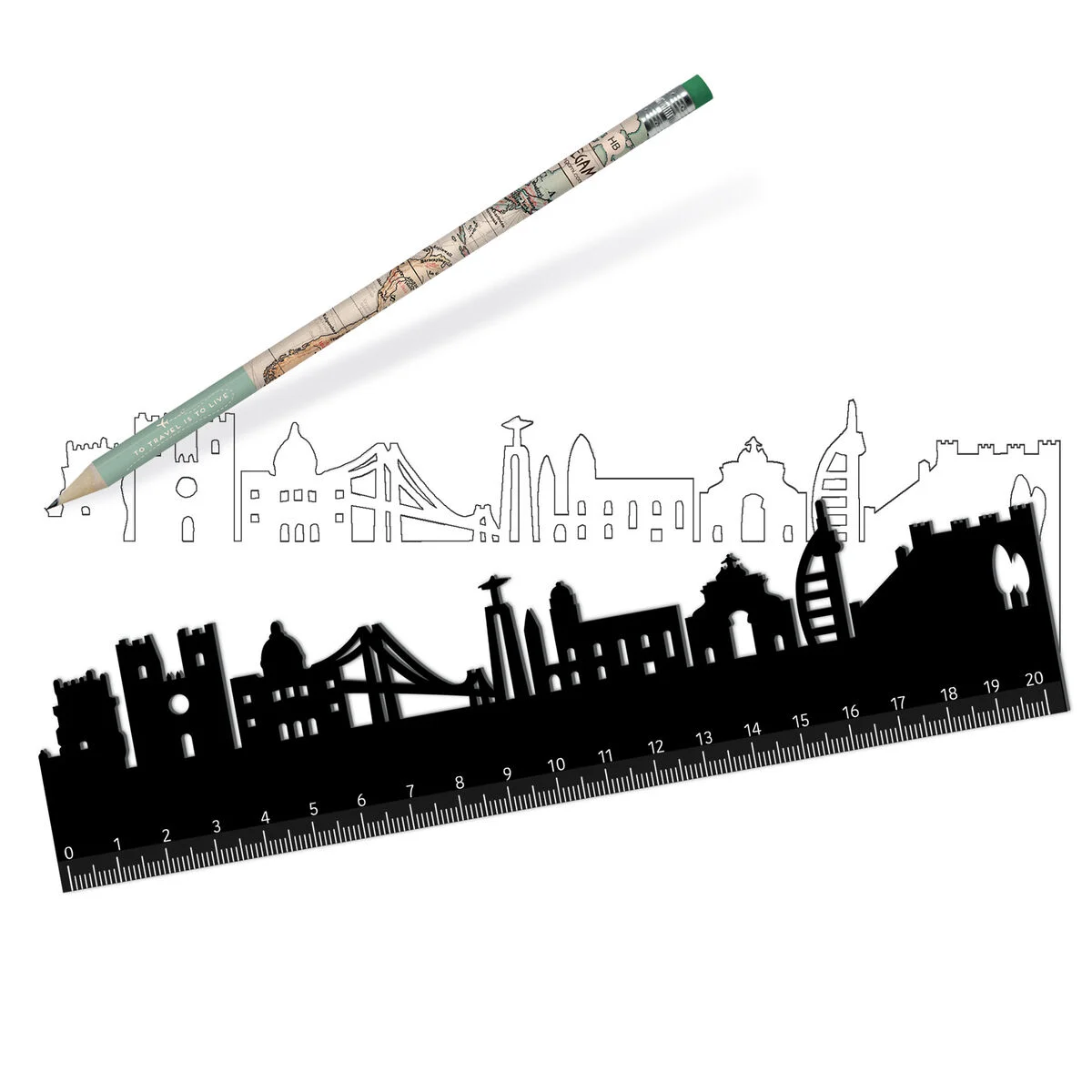 Ruler with the Lisbon Skyline - Follow The Skyline
