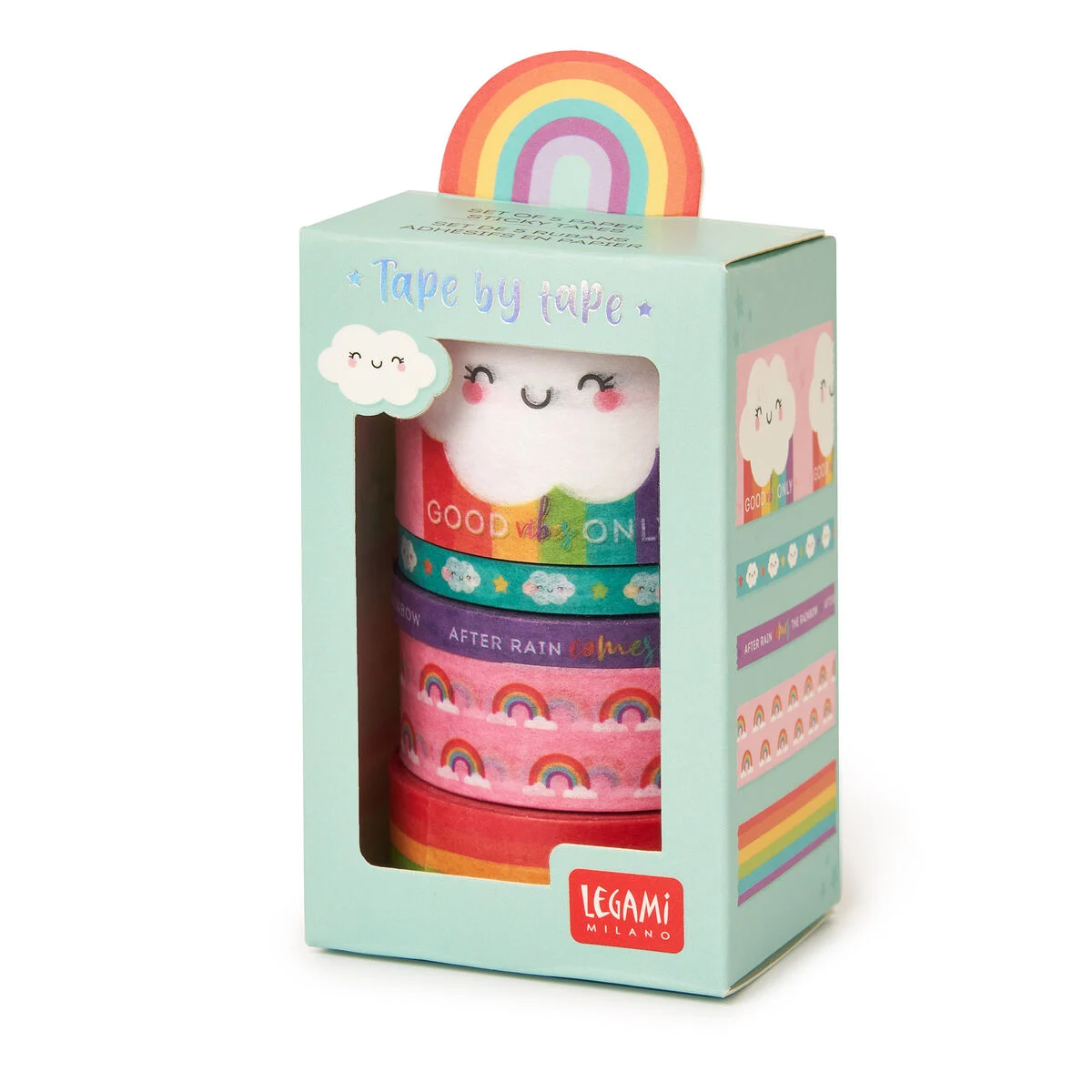 Set of 5 Decorative Rainbow Paper Sticky Tapes - Tape By Tape