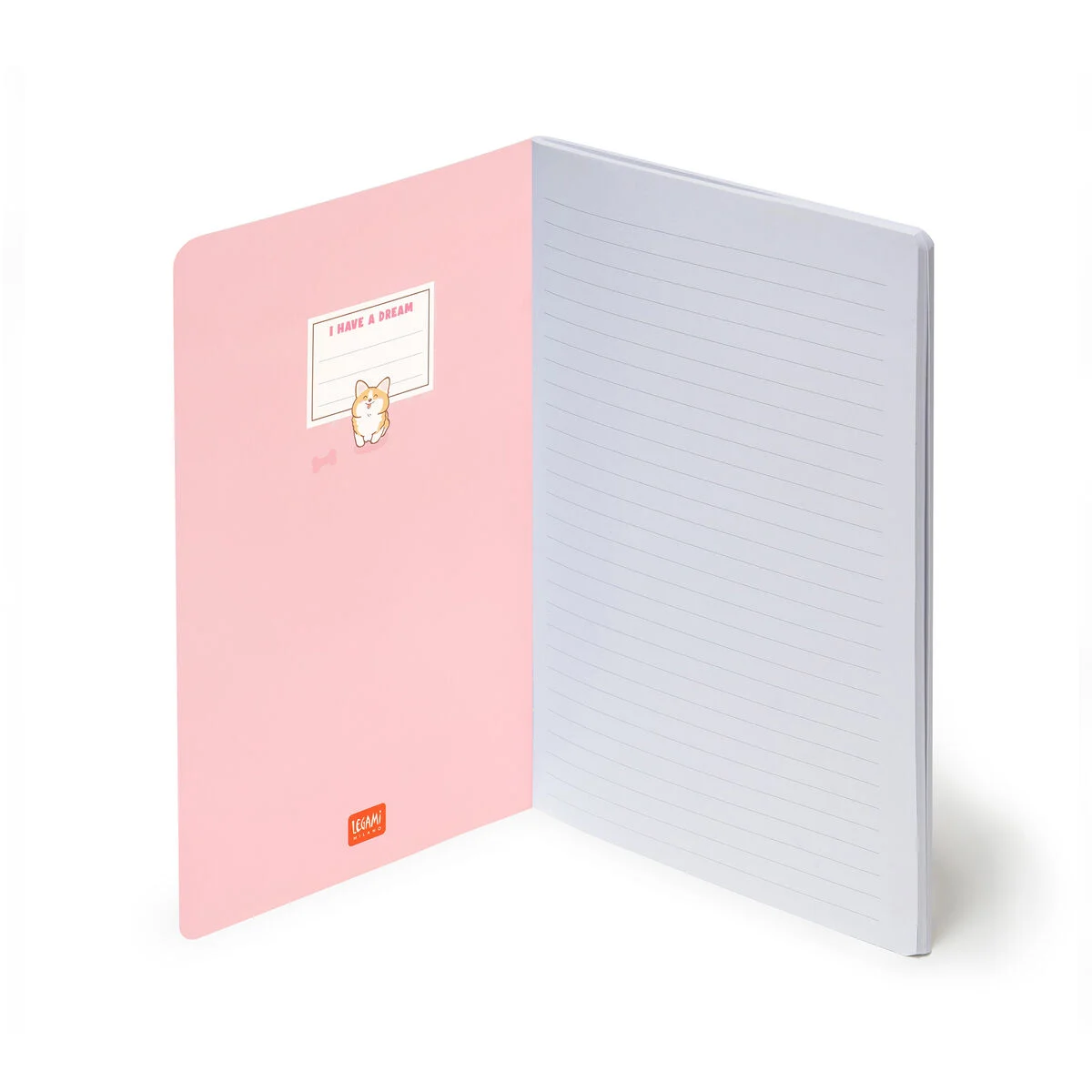 A5 Lined Notebook with Illustrated Hard Cover - Corgi