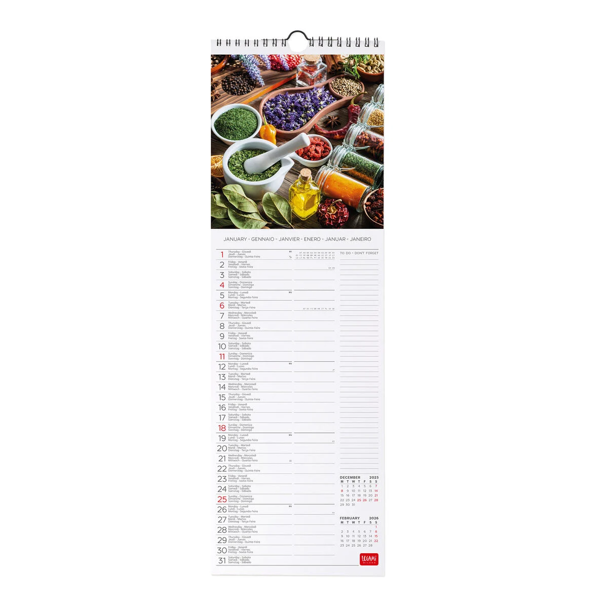 2026 Wall Calendar - 16 x 49 cm