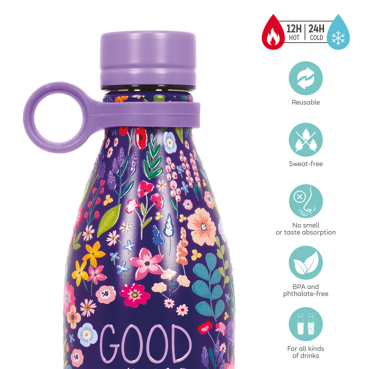 800 ml Vacuum Bottle - Flowers - Hot & Cold