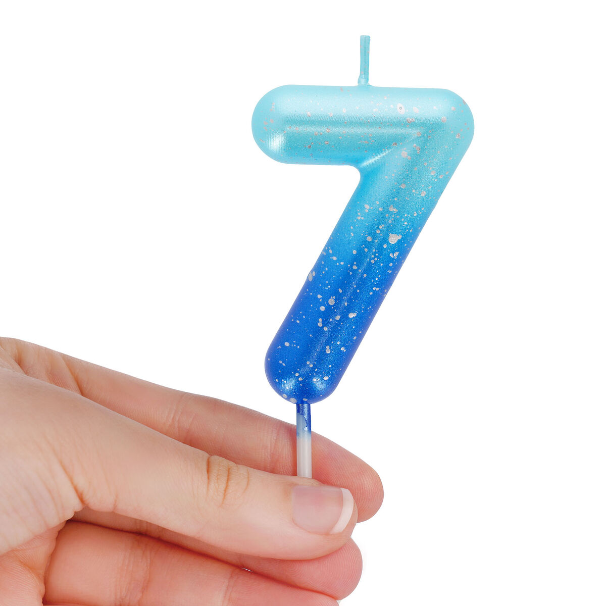 Blue Birthday Cake Candle - 7 - Happy Birthday Candle