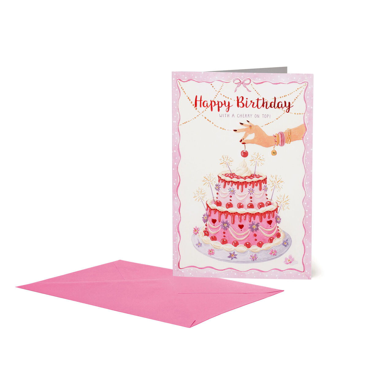 Birthday Card - Large - Greeting Card - Cherry Cake