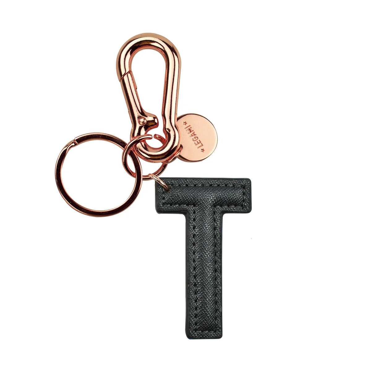Key Ring with Initial Letter - T / Black - My Initial