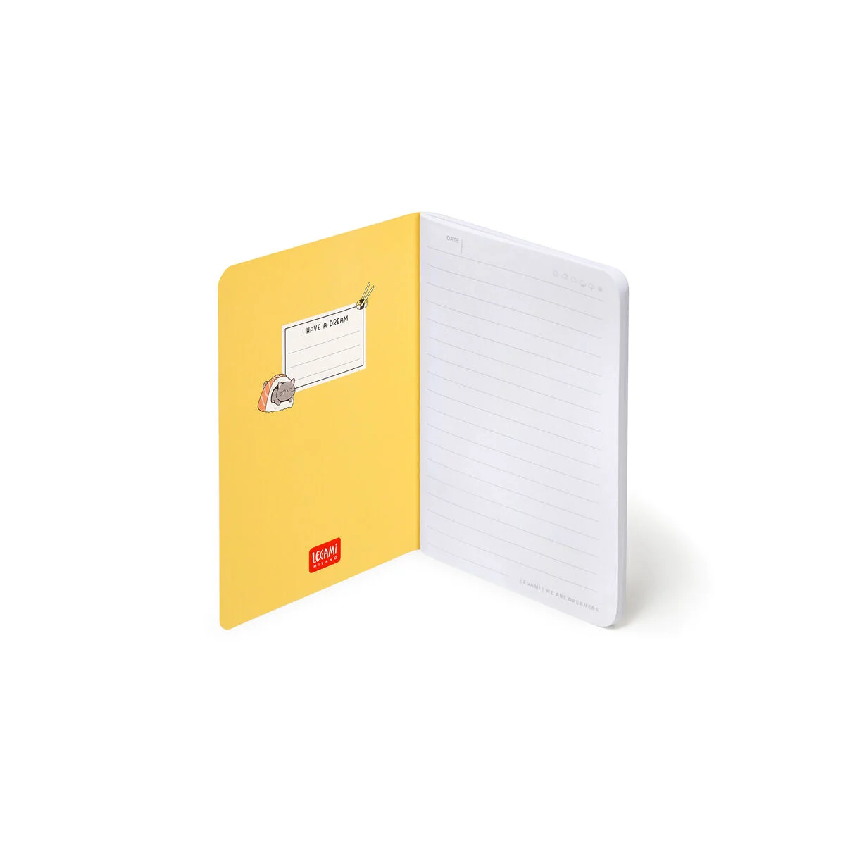 A6 Lined Notebook with Illustrated Hard Cover - Sushi Cat