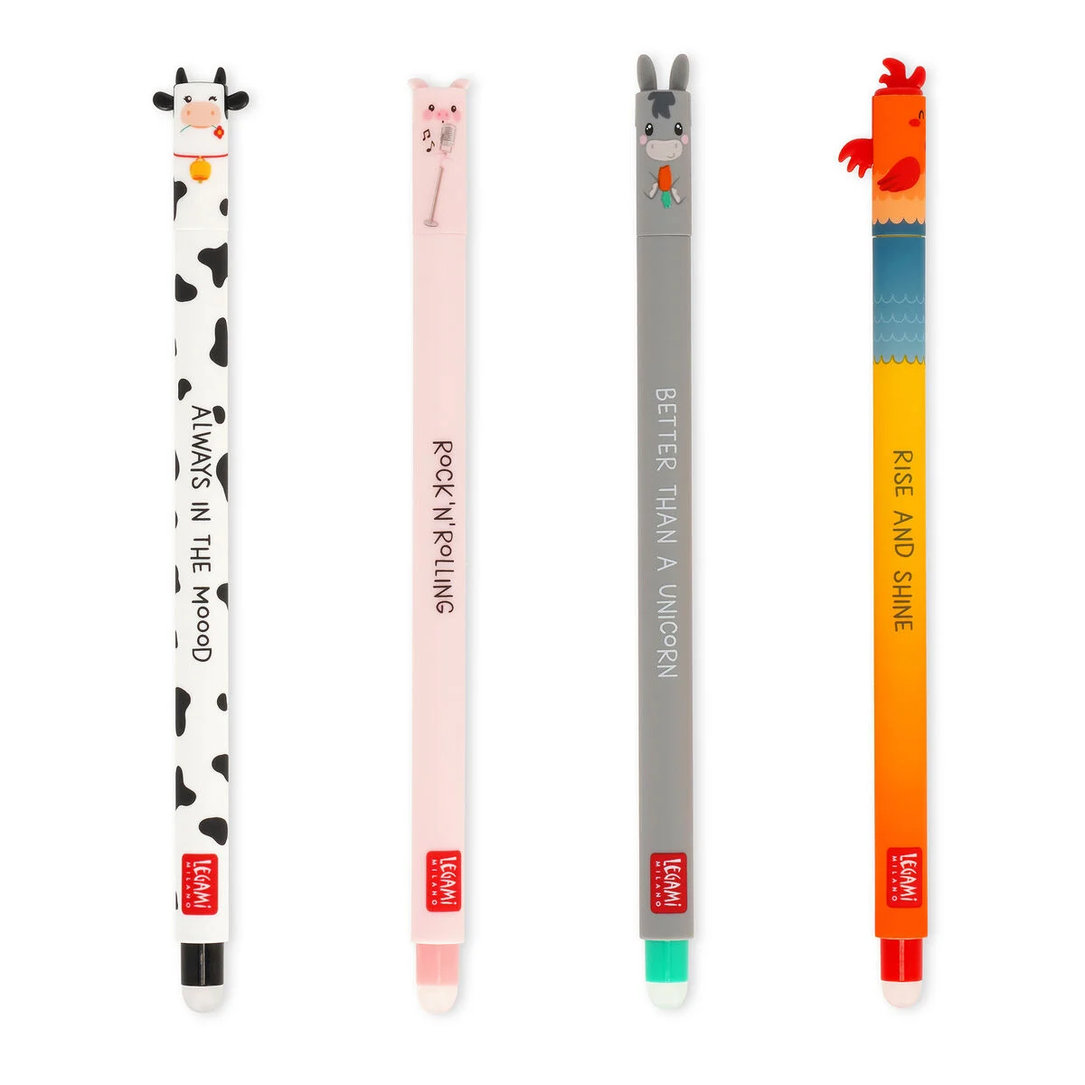 Set of 4 Erasable Gel Pens - Farm Sweet Farm