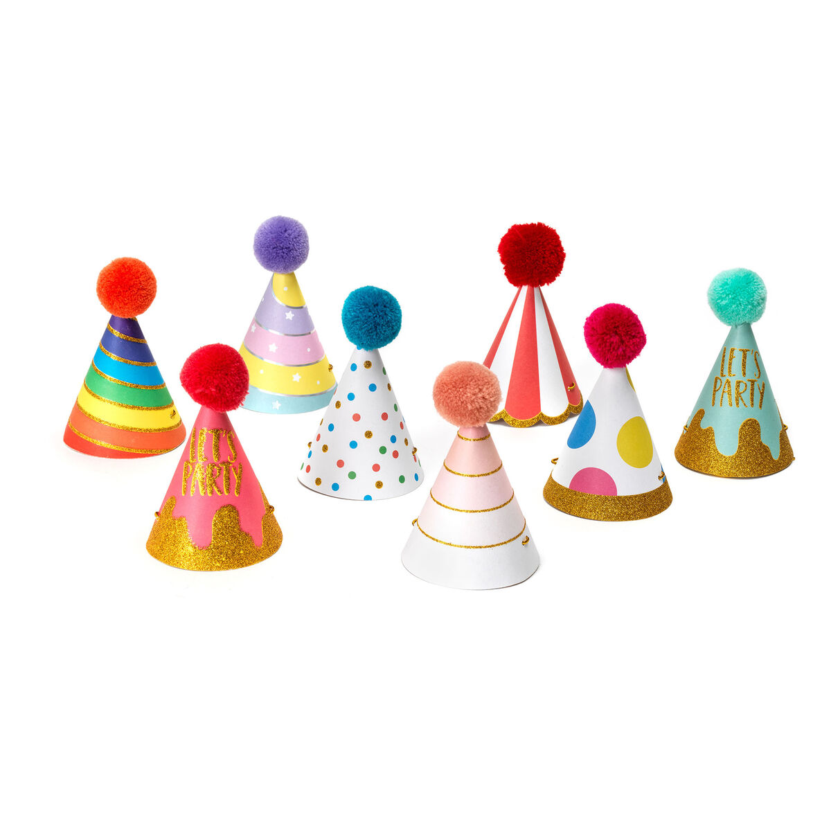 The Party is On - Set of 8 Party Hats