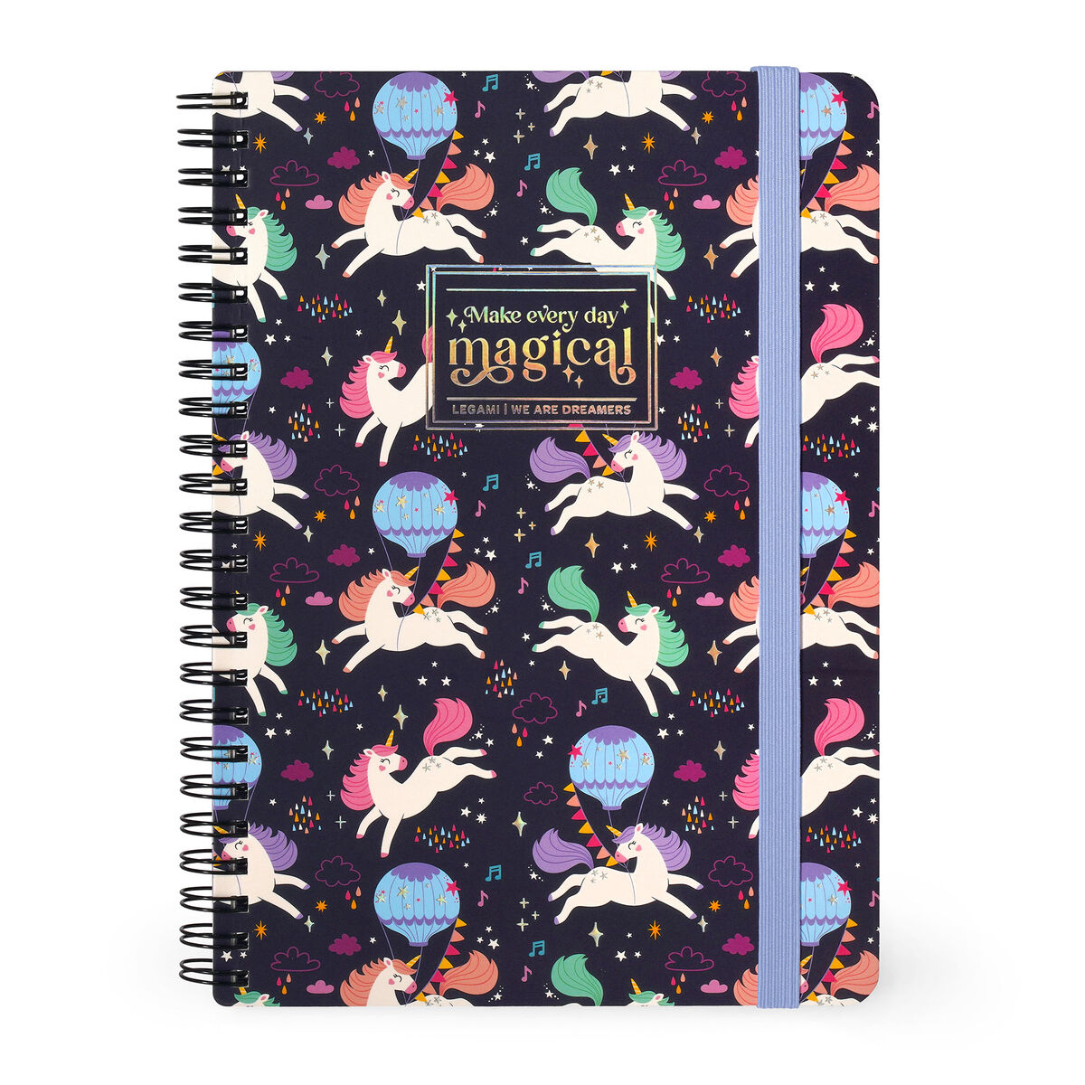 A5 Lined Notebook with Illustrated Hard Cover - Unicorn - Spiral-Bound