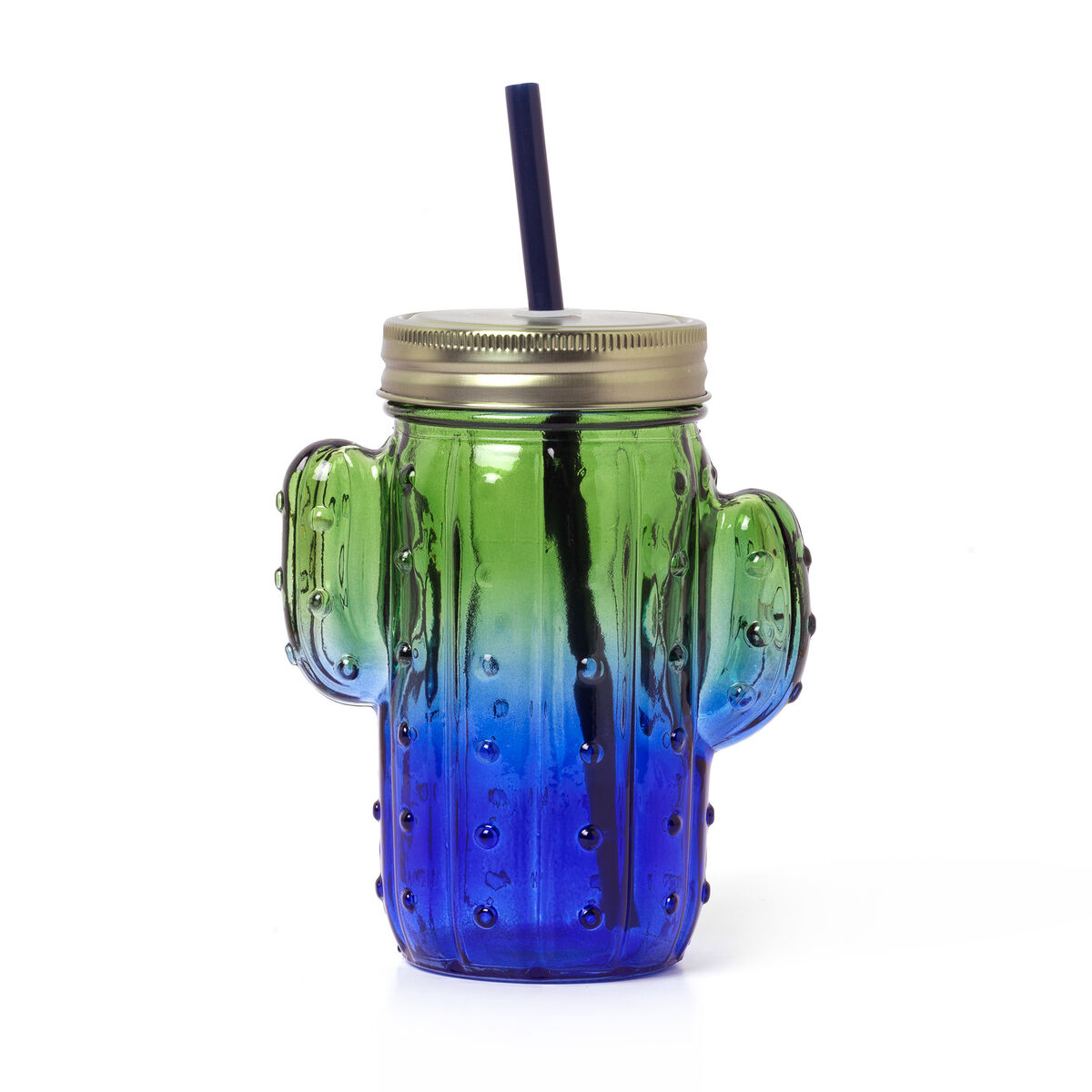 Drinking Jar with Lid and Straw - Cactus - Cheers