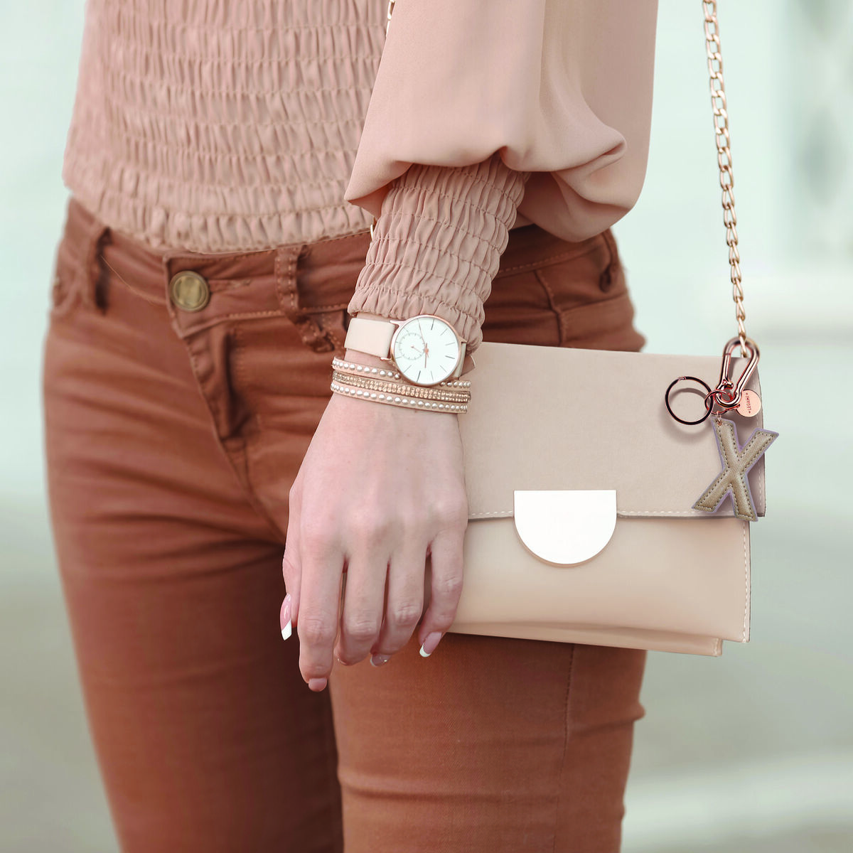 Key Ring with Initial Letter - X / Rose Gold - My Initial