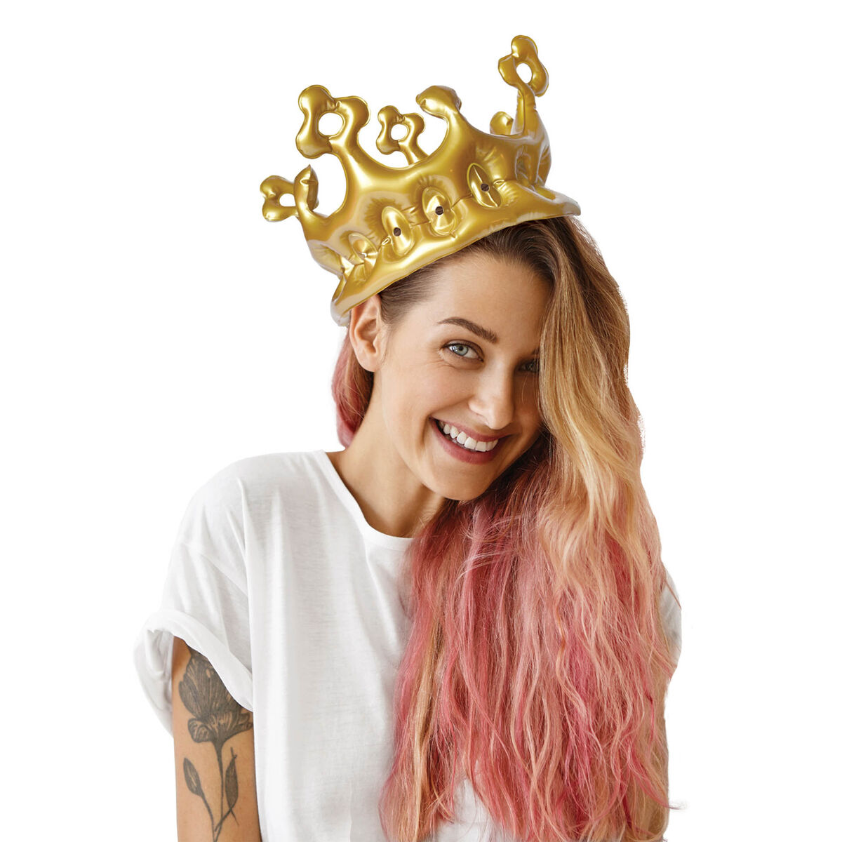 Gold Inflatable Crown - Queen - Party Queen