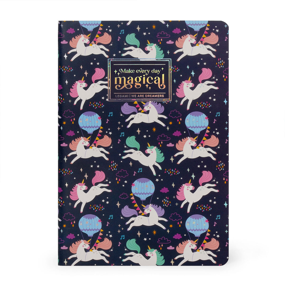 A5 Lined Notebook with Illustrated Hard Cover - Unicorn