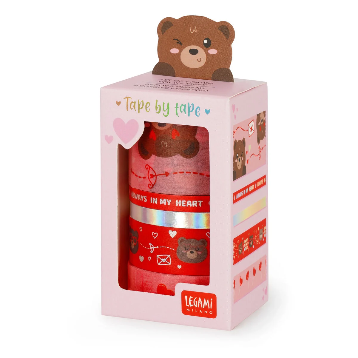 Set of 5 Decorative Teddy Bear Paper Sticky Tapes - Tape By Tape