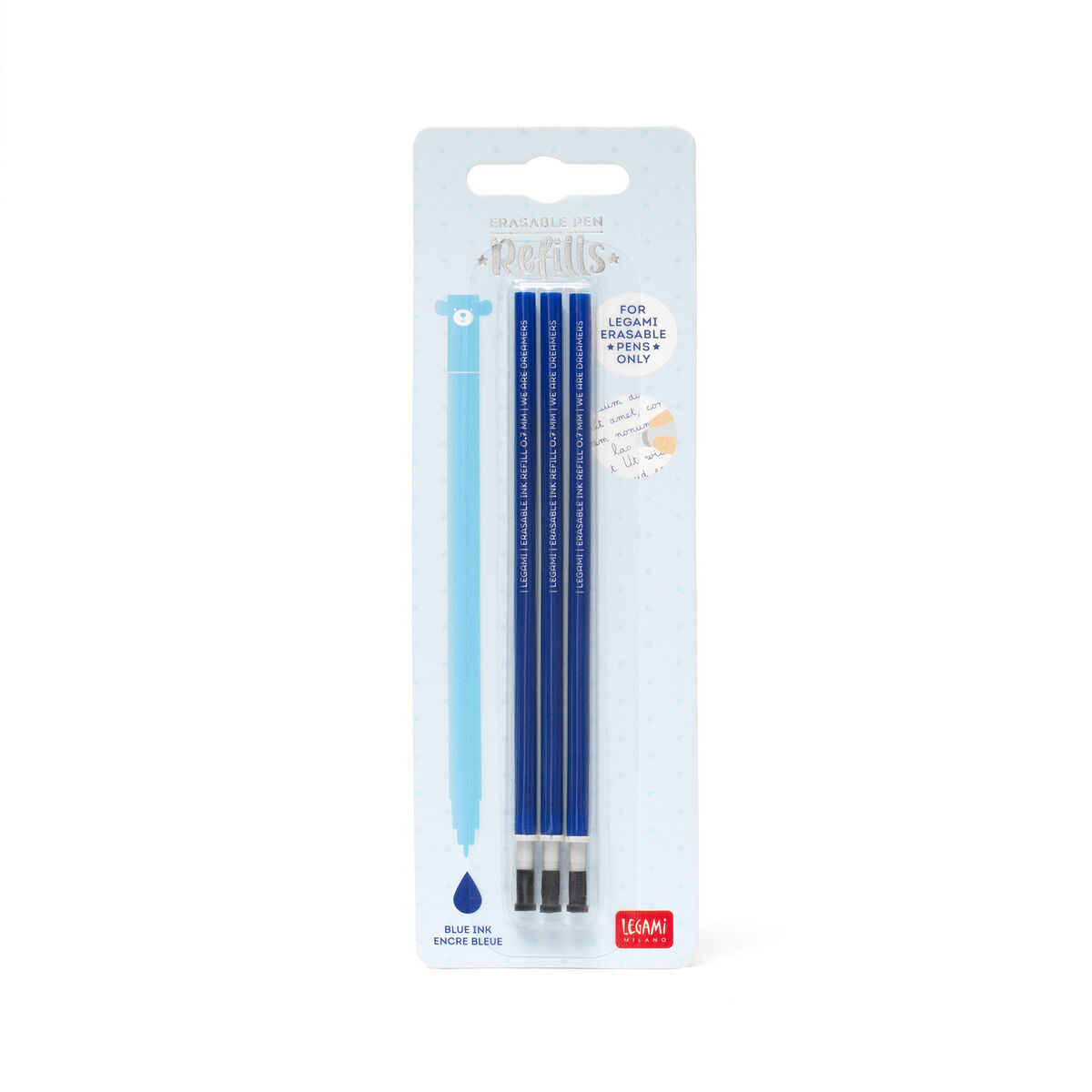 Set of 3 Refills for Erasable Gel Pens - Blue Ink - Erasable Pen