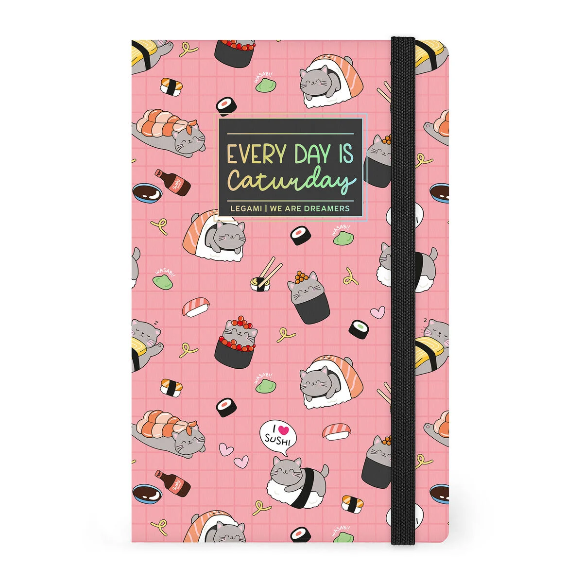 Lined Photo Notebook with Illustrated Hard Cover - Sushi Cat