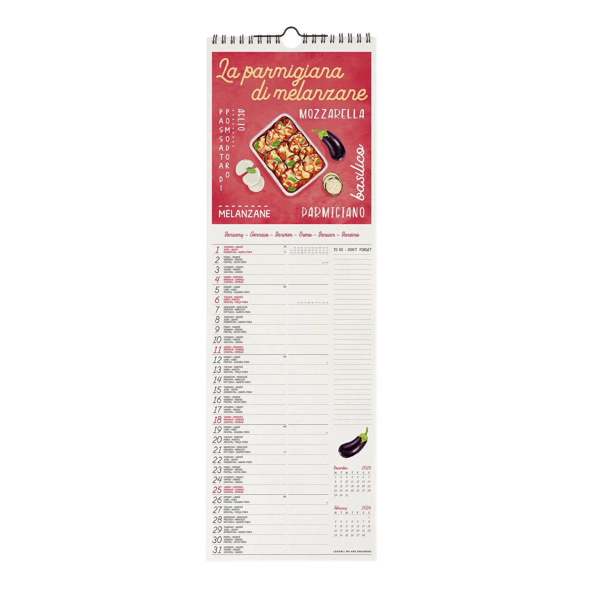 2026 Wall Calendar - 16 x 49 cm