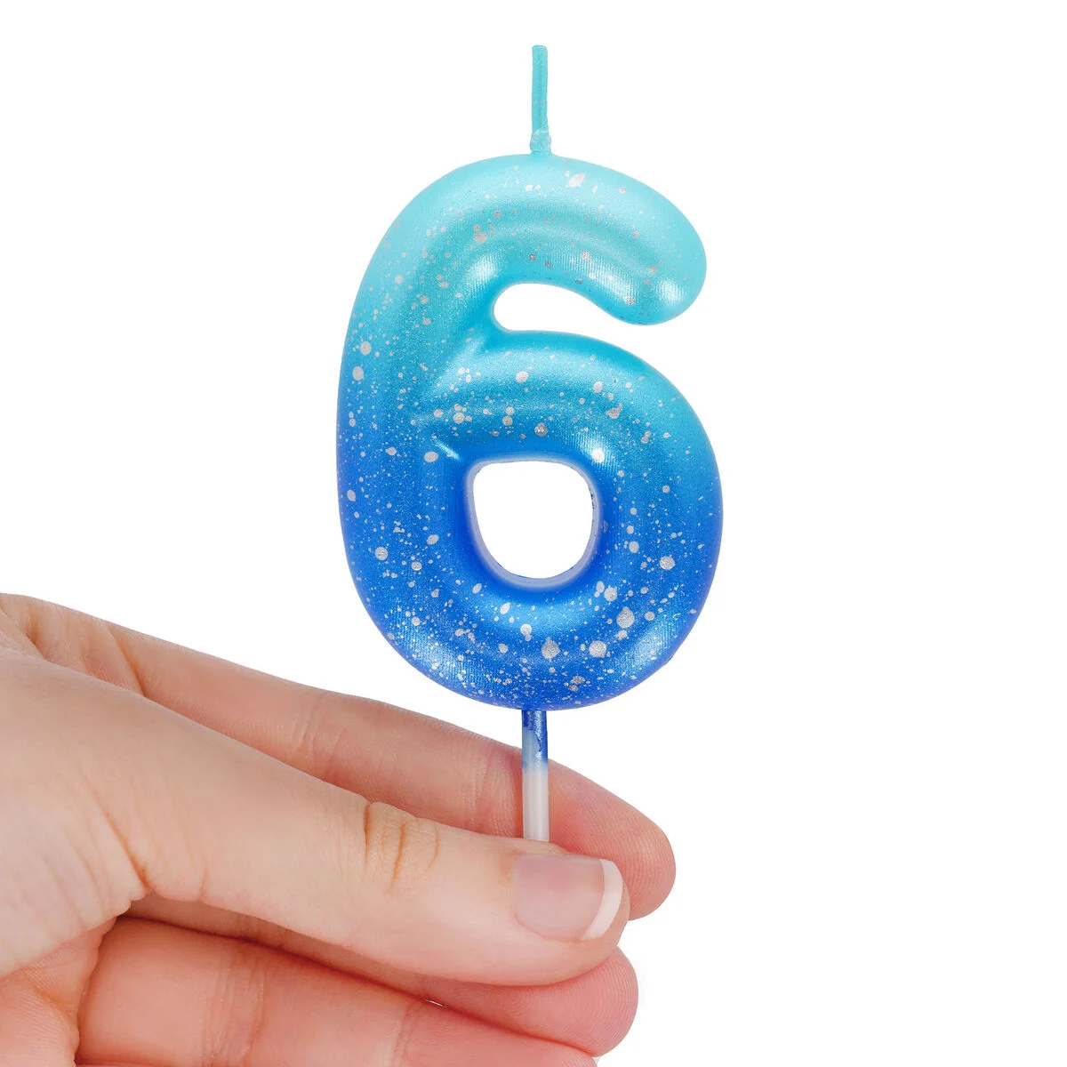 Blue Birthday Cake Candle - 6 - Happy Birthday Candle