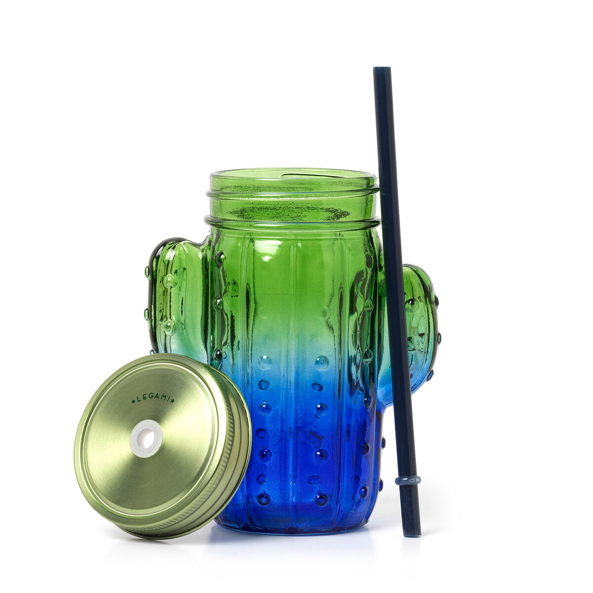 Drinking Jar with Lid and Straw - Cactus - Cheers