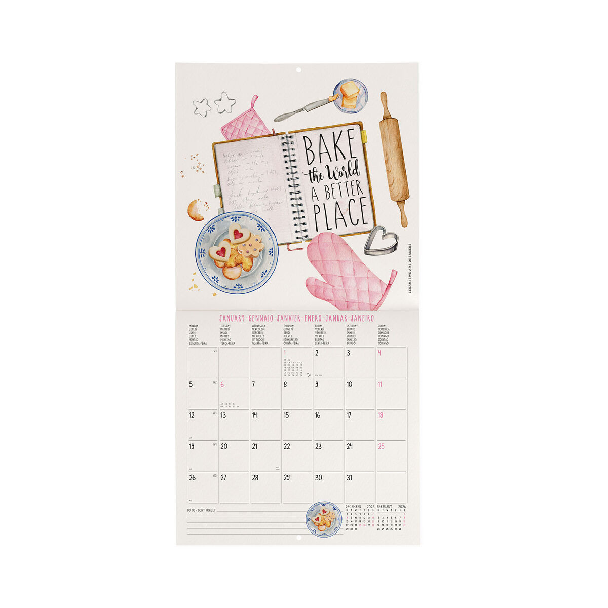2026 Wall Calendar - 18 x 18 cm