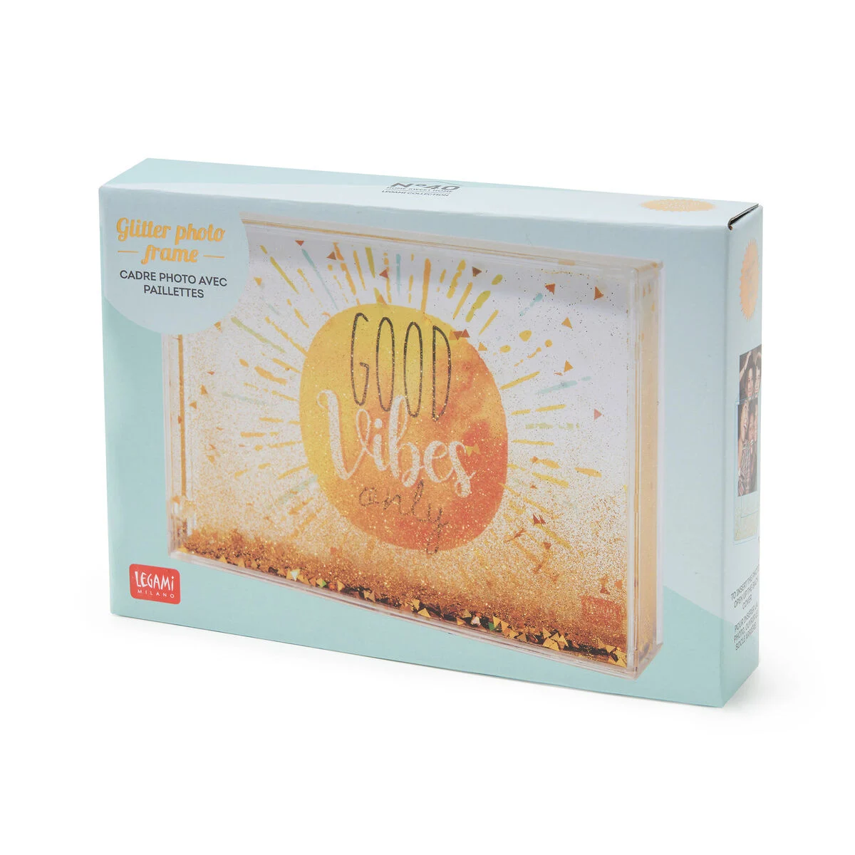 Glitter Photo Frame - Gold Good Vibes