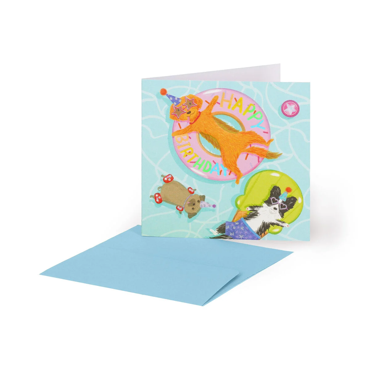 Birthday Card - Small - Small Greeting Card - Pool Dogs