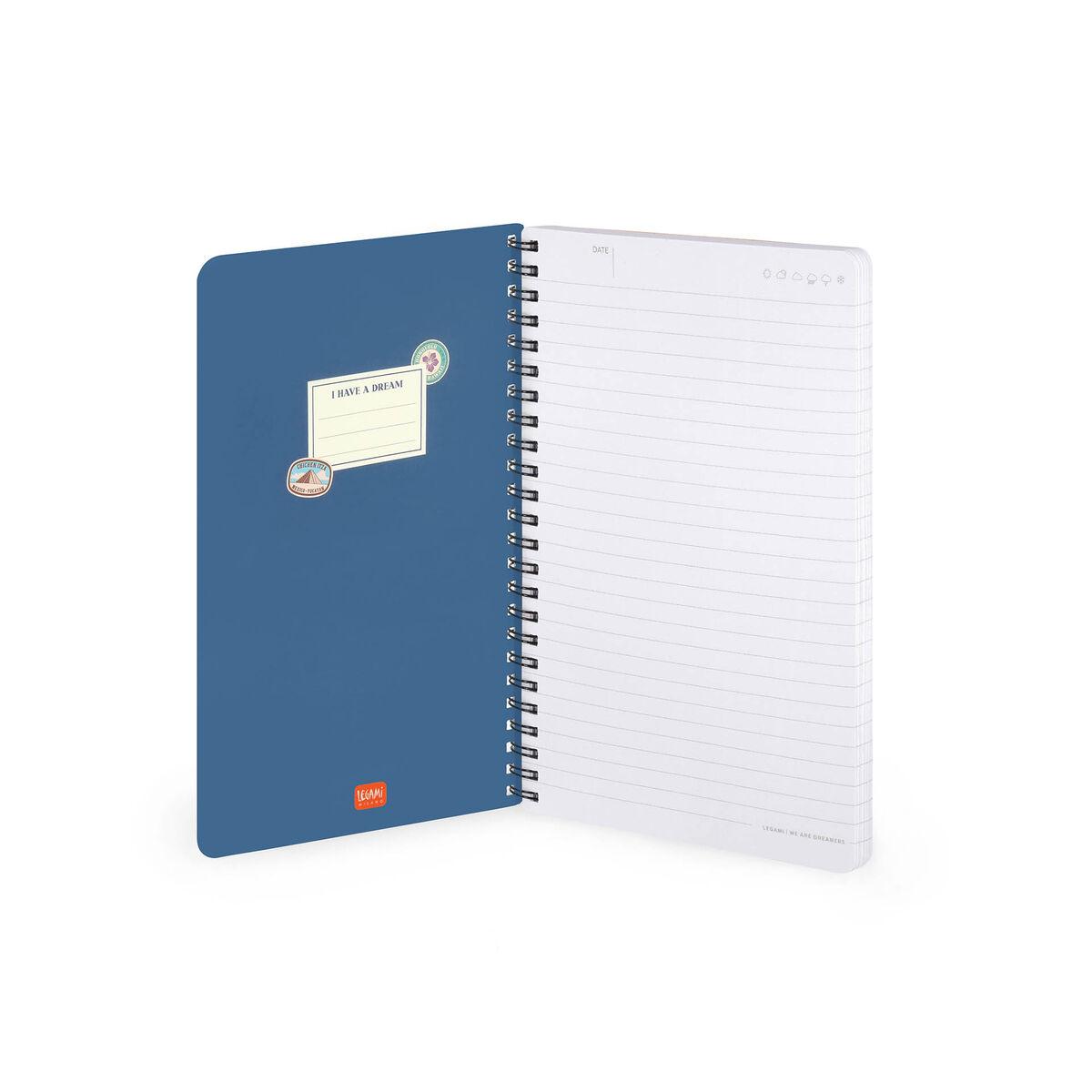 A5 Lined Notebook with Illustrated Hard Cover - Travel Stickers - Spiral-Bound