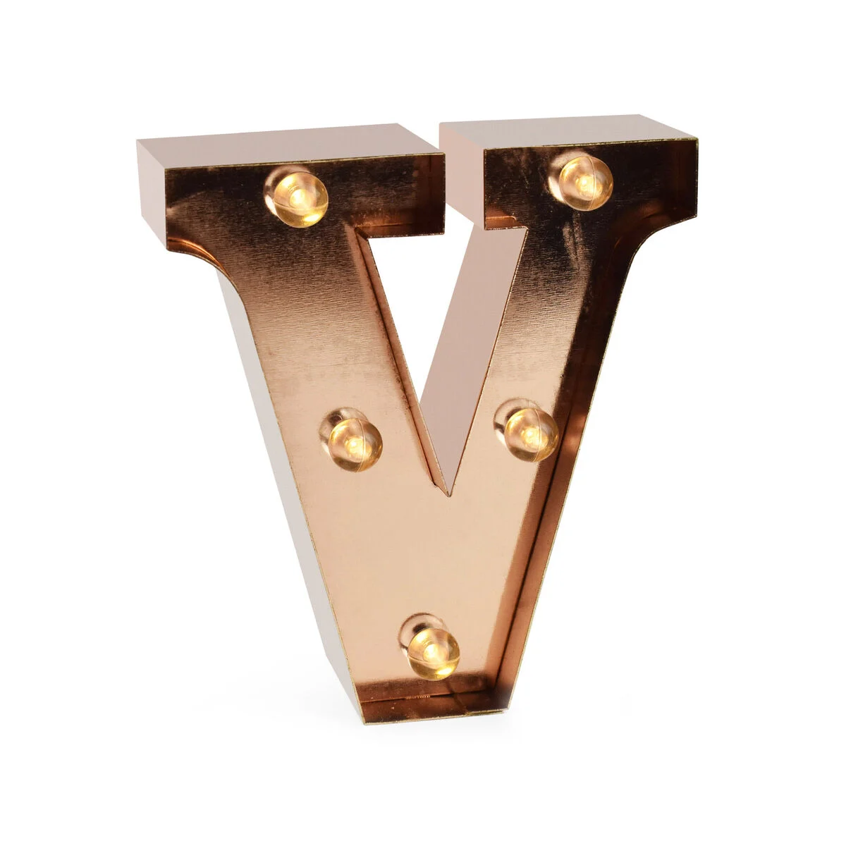 Rose Gold Light-Up Decorative Letter - V - Mini Decorative Light