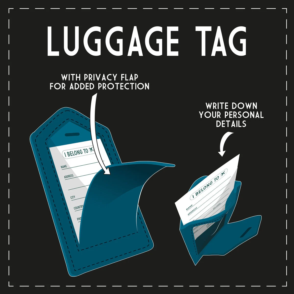 Petrol Blue Luggage Tag