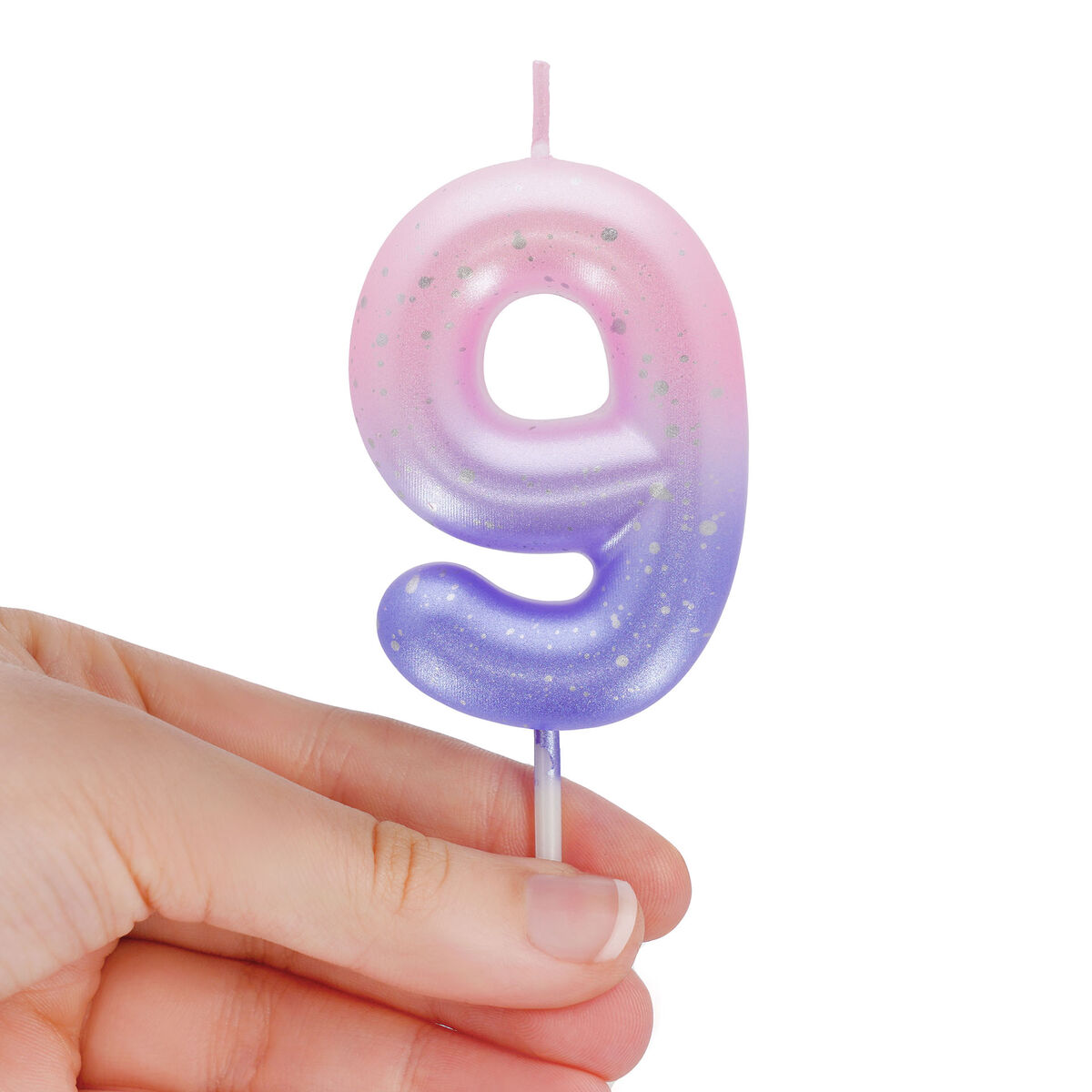 Pink Birthday Cake Candle - 9 - Happy Birthday Candle